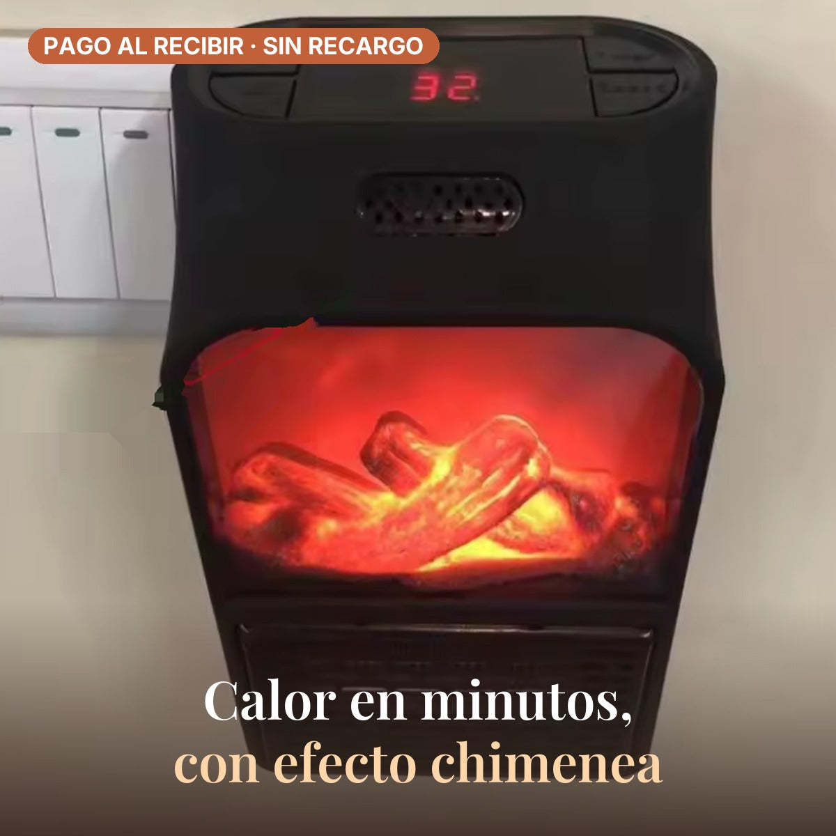 Calefactor chimenea Termia enchufado a la pared con efecto llama