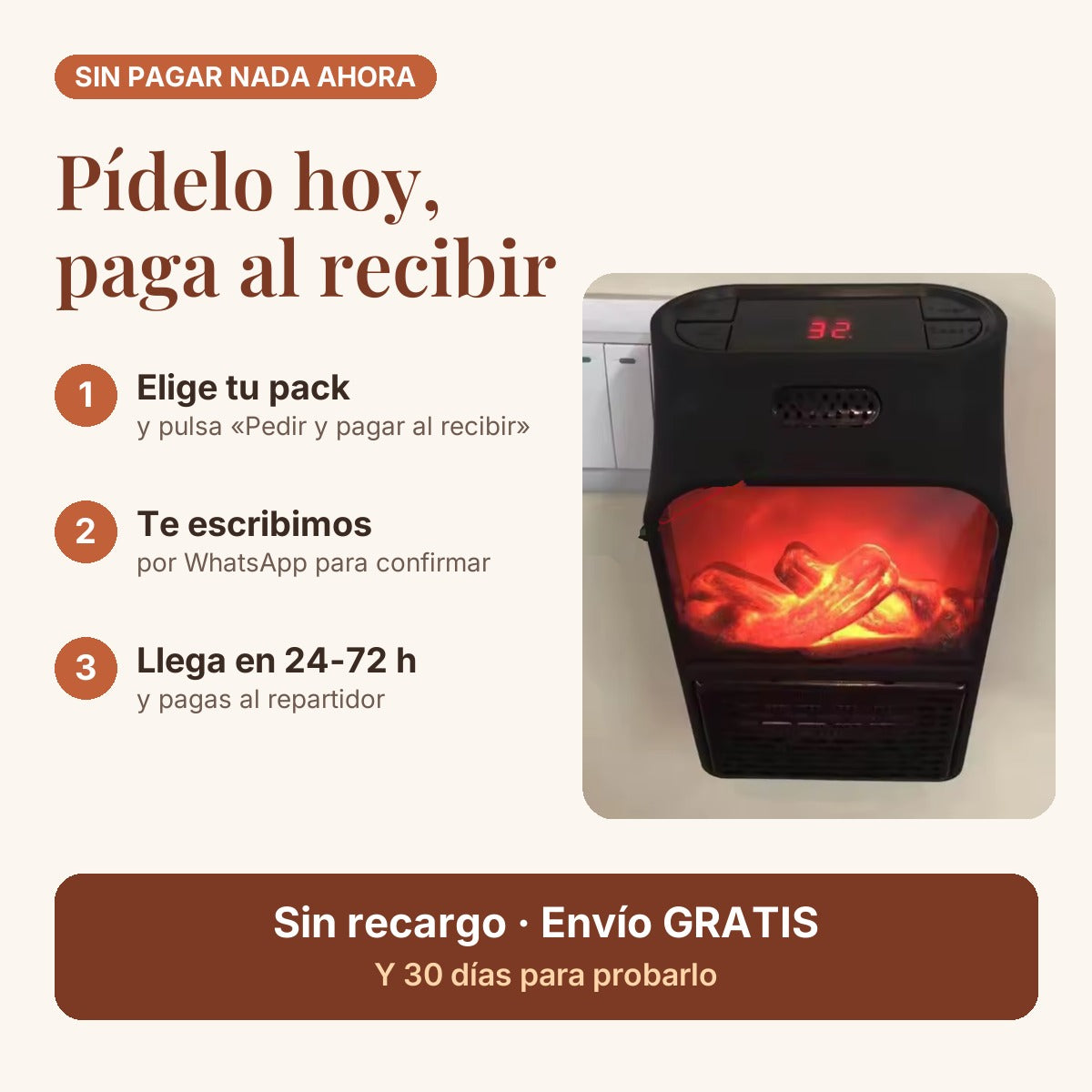 Calefactor chimenea Termia: pídelo hoy y paga al recibir