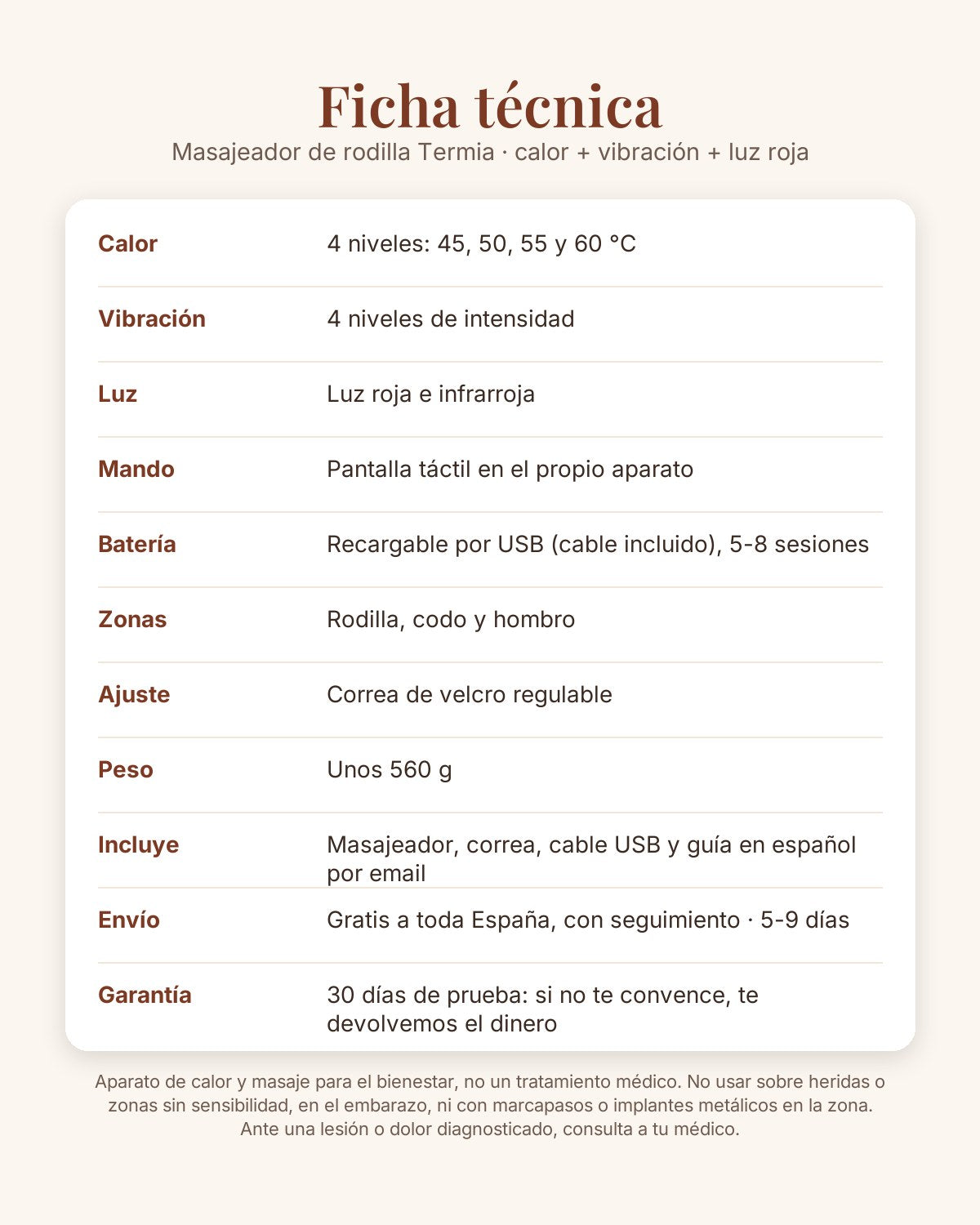 Ficha técnica de Termia